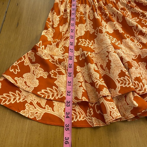 Shore Women’s Floral Short Dress Orange Gold Peep Hole Summer New Medium Resort - Picture 9 of 16